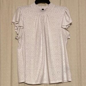 White Eyelet Ruffle Sleeve Top Women’s size 1X